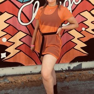 Neon oversized mesh top